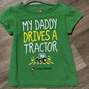 John Deere Green Kids Shirt with Yellow and White Print